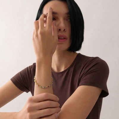 Multi Coloured Sapphire 9KT Gold Bracelet