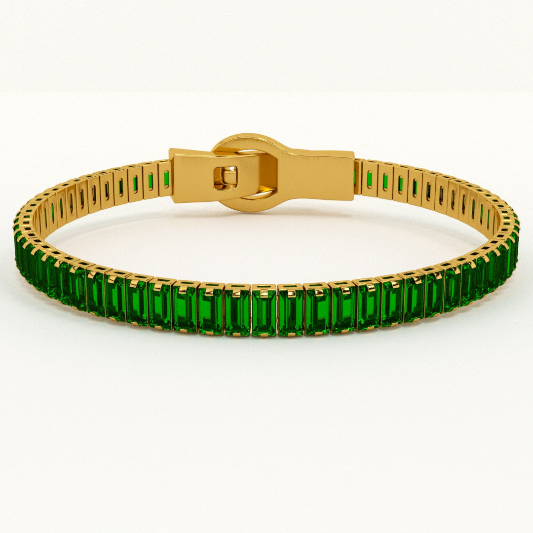 Green Baguette Tennis Bracelet - Image 1