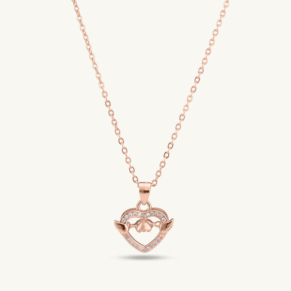 Solitaire Heart Necklace | Rose Gold