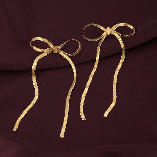 Golden Bows Drop Earrings