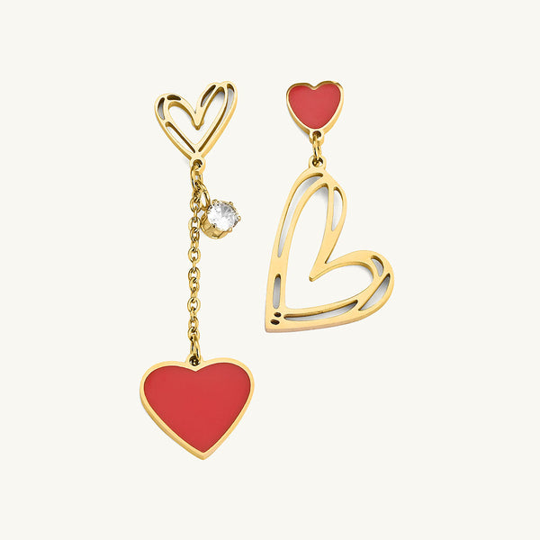 Golden Heart Mismatch Earrings