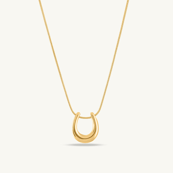 Elegant Gold Crescent Pendant Necklace