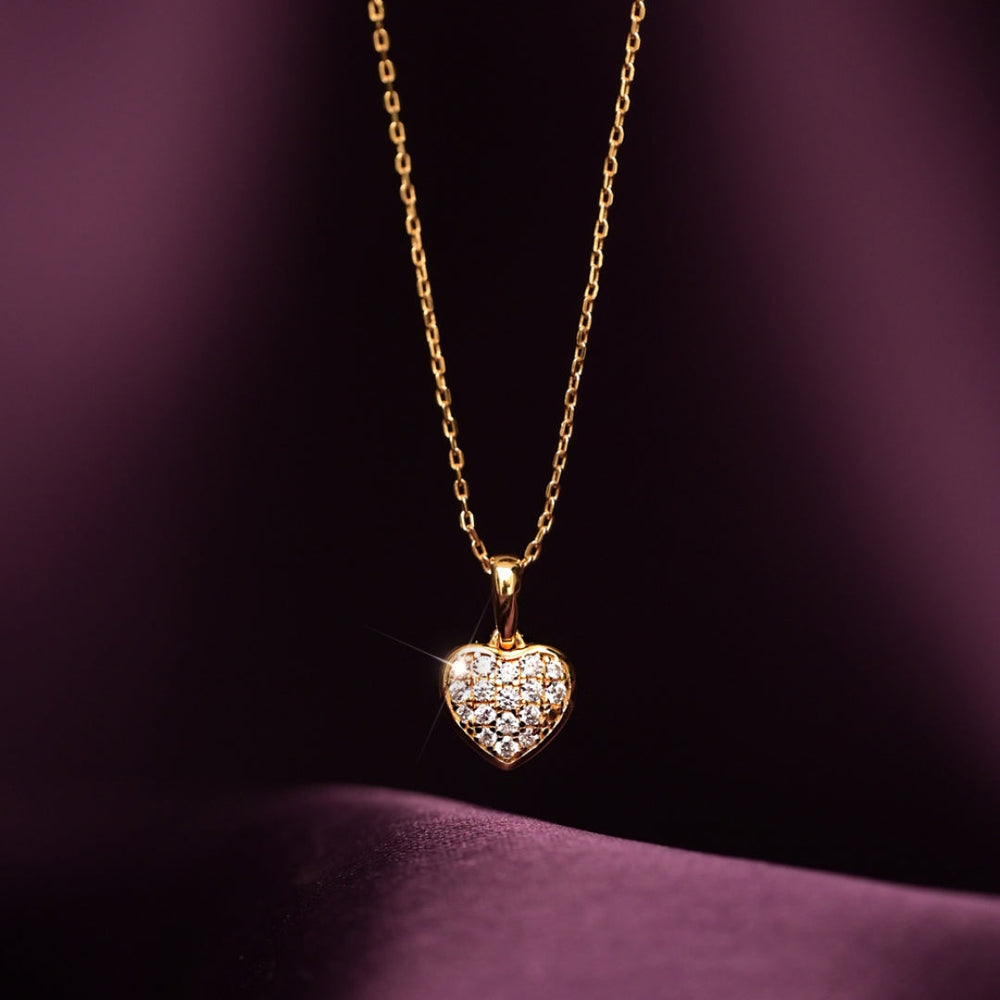 Cute Heart Diamond Necklace 18k Gold Vermeil