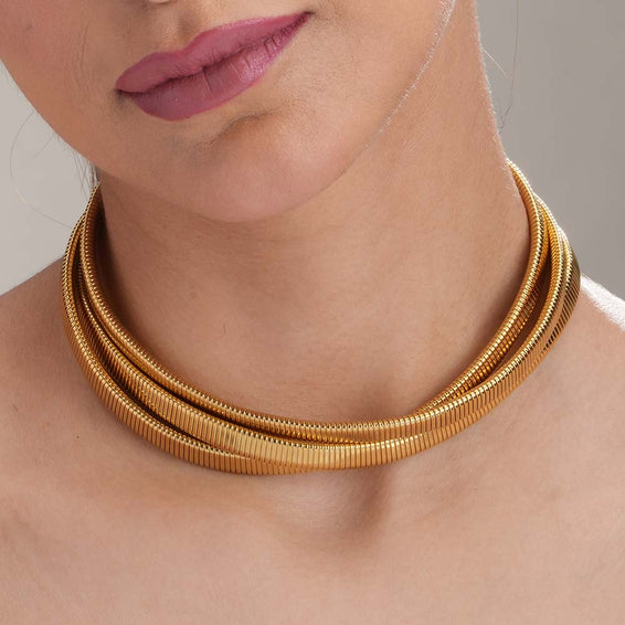 Gold Layered Choker Necklace