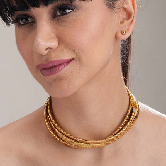 Gold Layered Choker Necklace