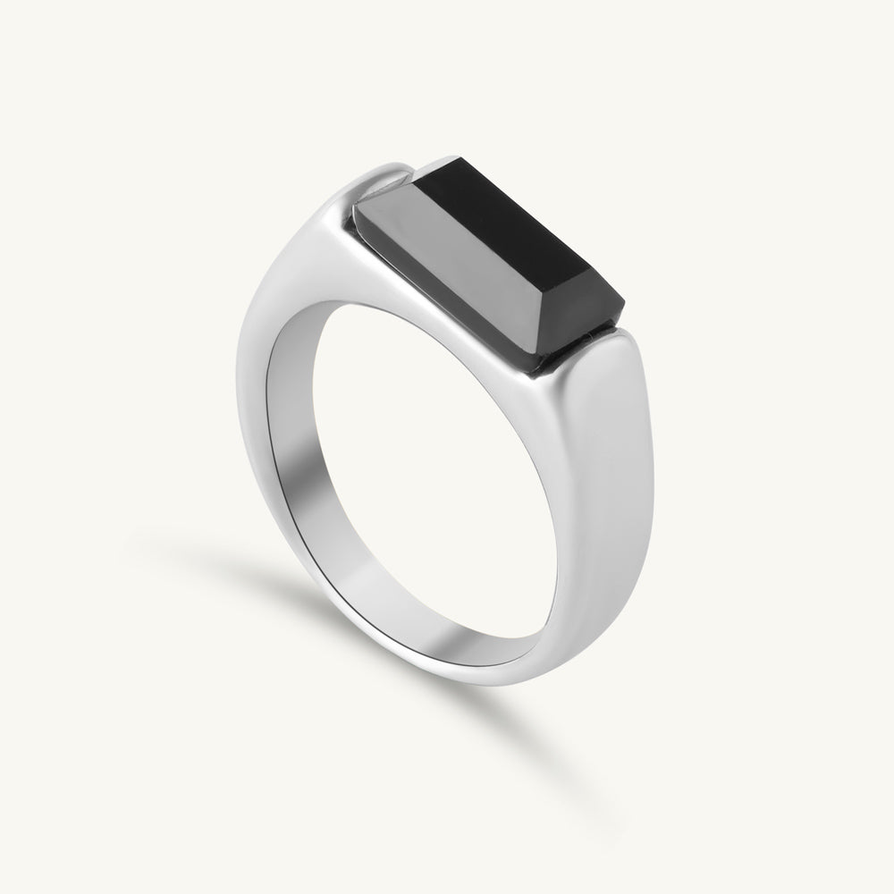 Onyx Baron Signet Silver Ring
