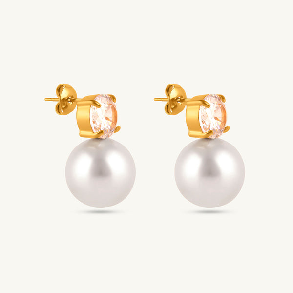 Stone and Pearl Stud Earrings
