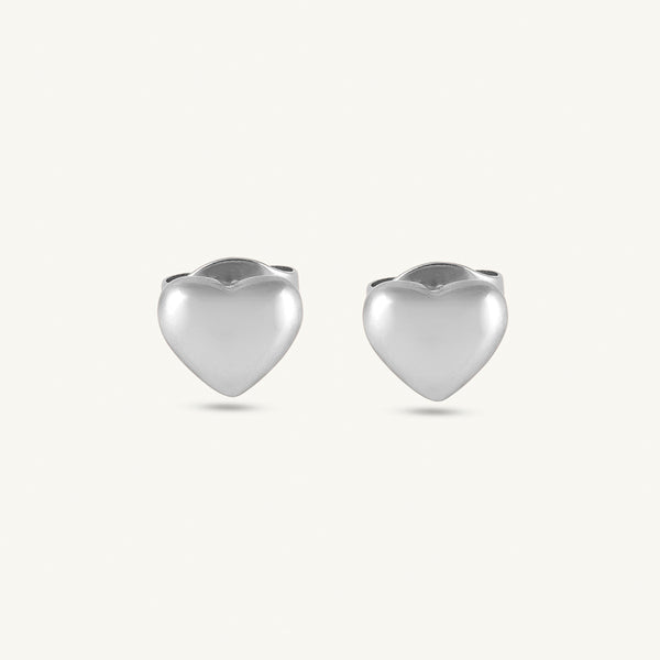 Ridge Heart Stud Earrings- 925 Silver - Image 1