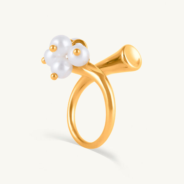 Ornate Pearls Tassel Ring - Image 1