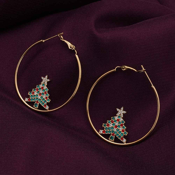 Christmas Tree Hoop Earrings