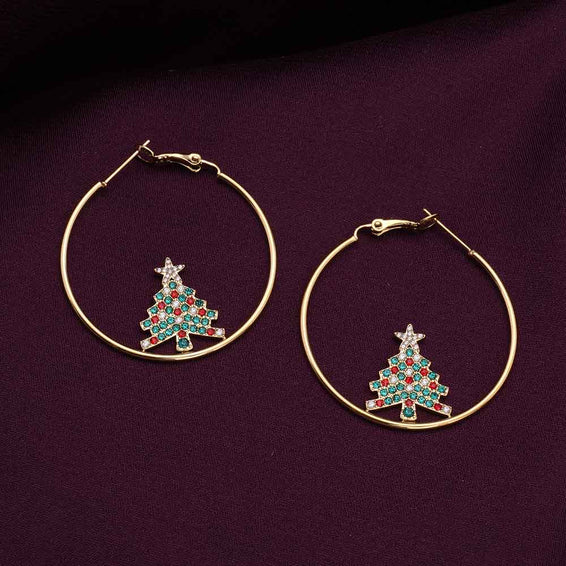 Christmas Tree Hoop Earrings