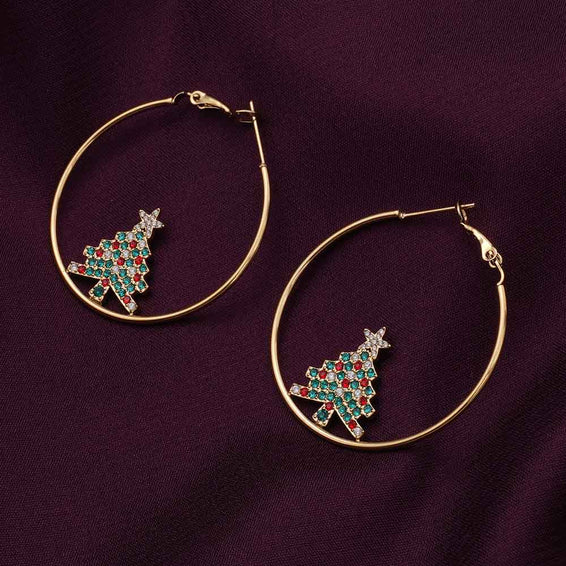 Christmas Tree Hoop Earrings