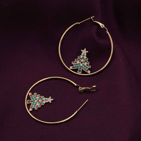 Christmas Tree Hoop Earrings