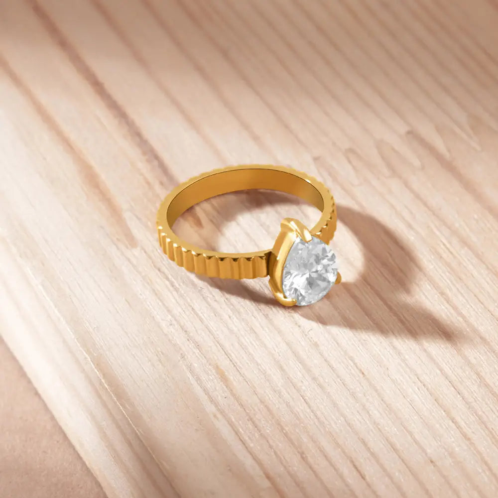 Horseshoe Pear Stone Ring