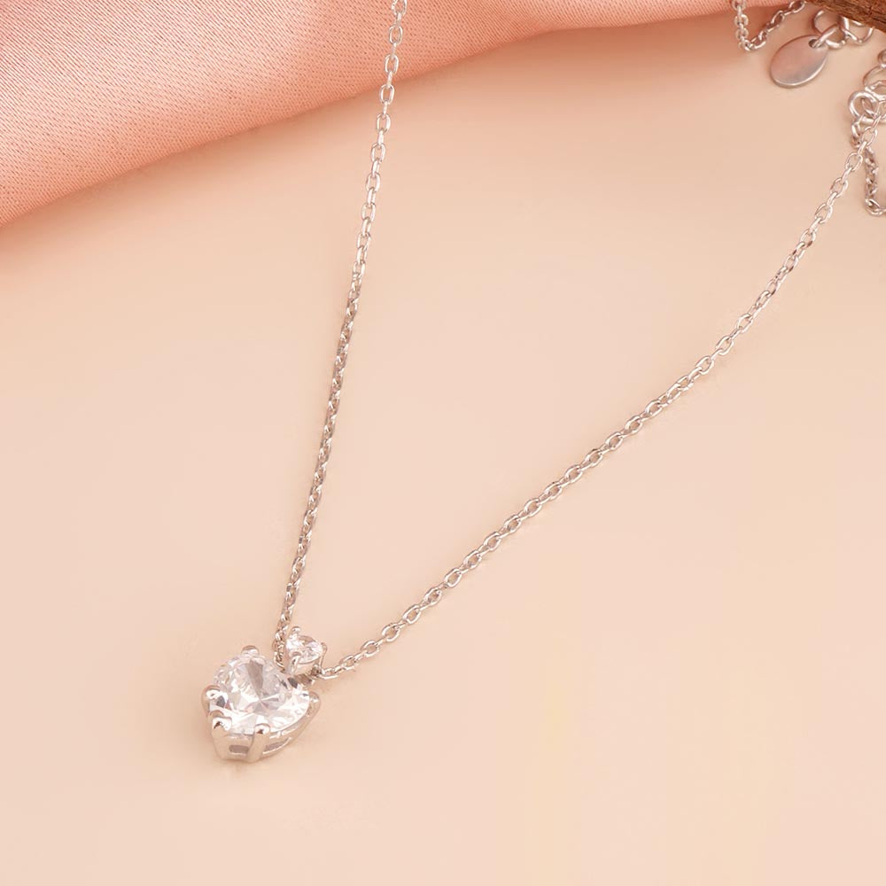 Heart-Cut Solitaire 925 Sterling Silver Necklace - view 5