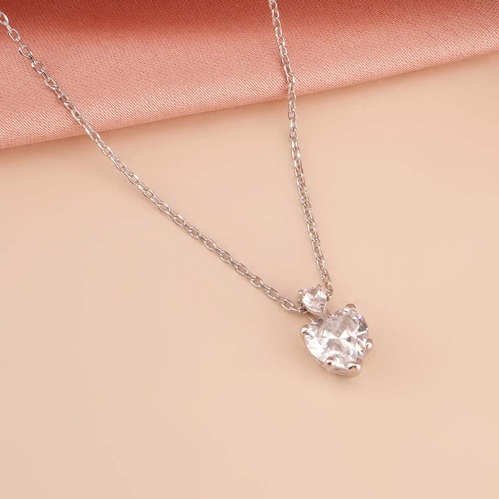 Heart-Cut Solitaire 925 Sterling Silver Necklace - view 4