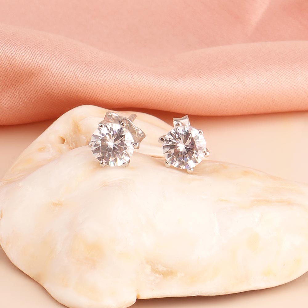 Six-Prong Solitaire 925 Sterling Silver Studs - view 4