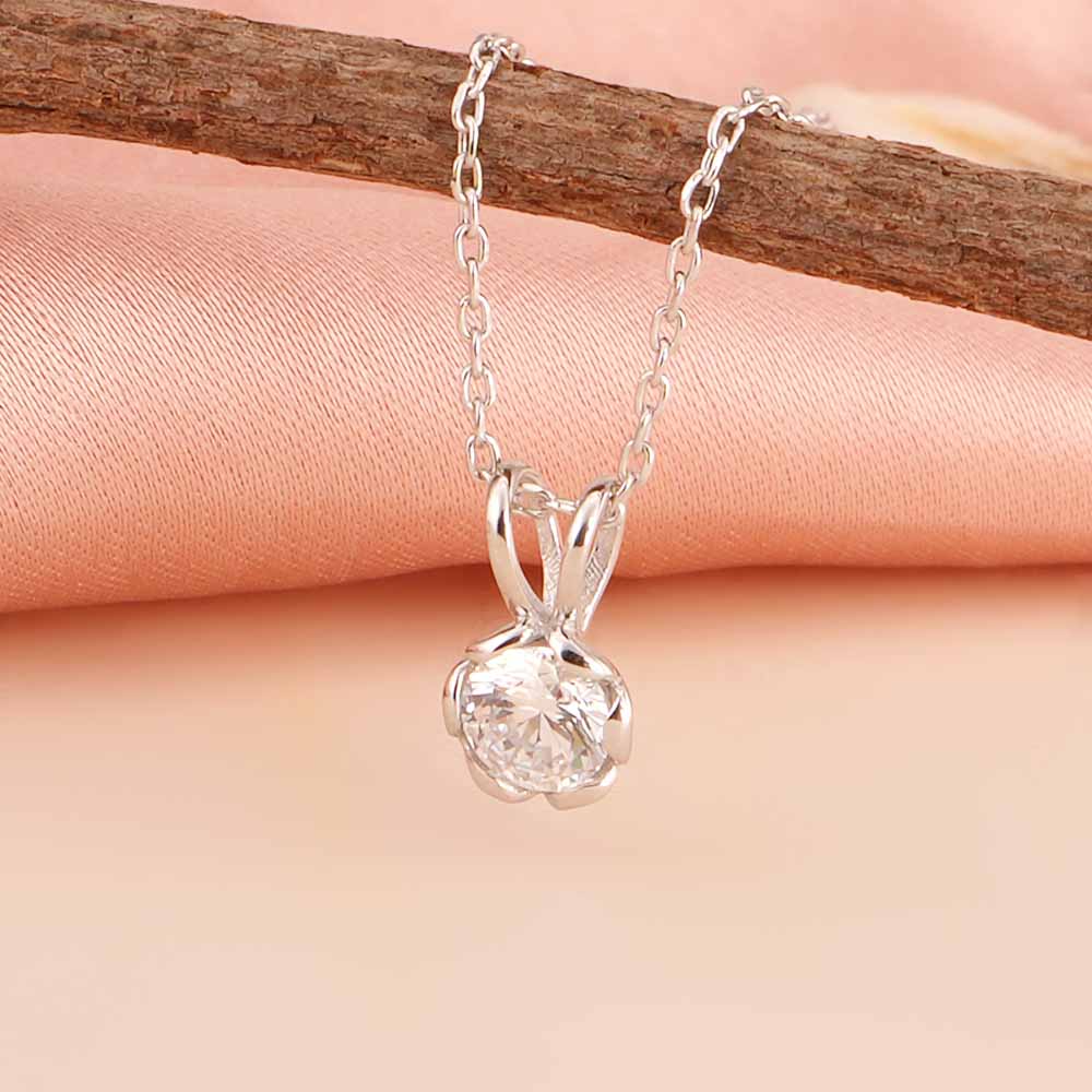 Floral Halo Diamond 925 Sterling Silver Necklace - view 5