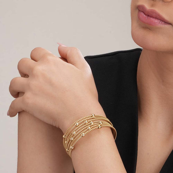 Sleek Gold Beaded Bracelet