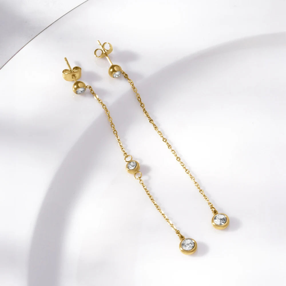 CZ Glow Glide Line Mismatched Dangler Earrings