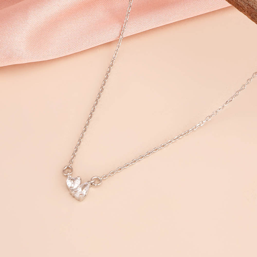 Twin Heart 925 Sterling Silver Necklace - view 4