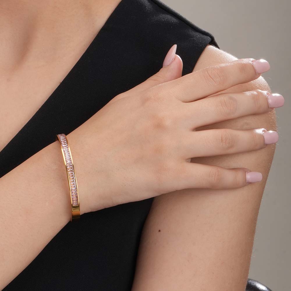 Pink Quartz Necklace & Pink Enchantment Bangle Bracelet Combo Set - view 6