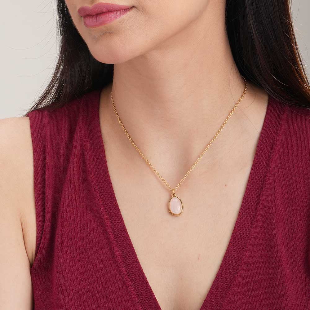 Pink Quartz Necklace & Pink Enchantment Bangle Bracelet Combo Set - view 4