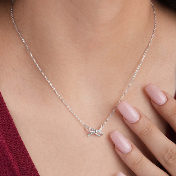 Zircon-Studded Knot Necklace | Silver