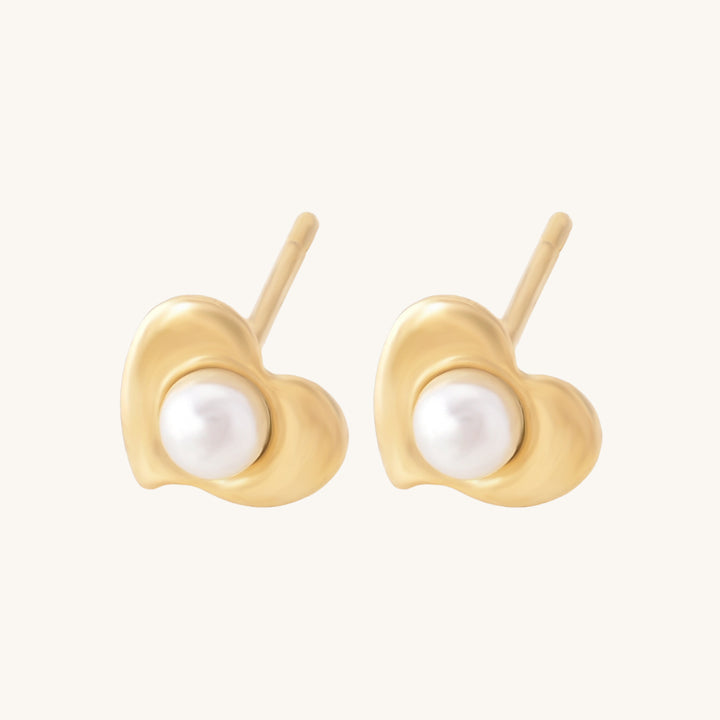 Shop Pearl Heart Stud Earrings Palmonas-3