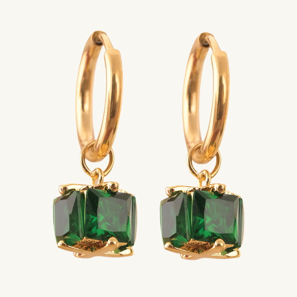 Emerald Hoop Earrings