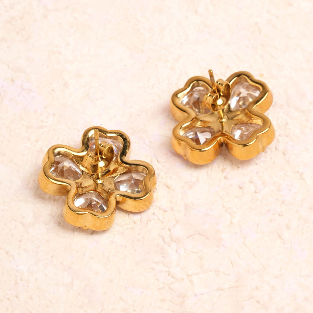 Dazzling Floral CZ Stud Earrings - view 5