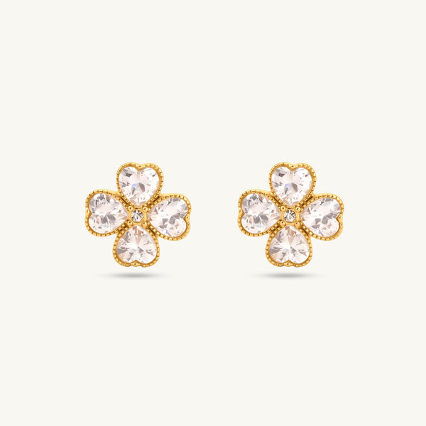 Dazzling Floral CZ Stud Earrings