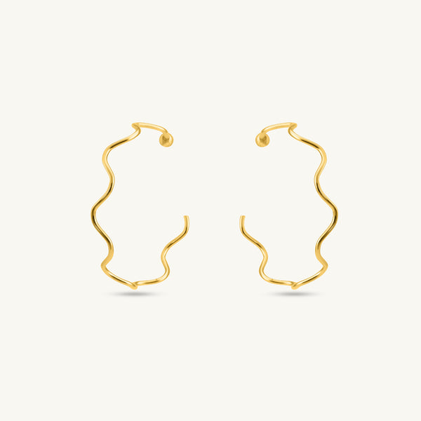 Golden Ripple Hoop Earrings