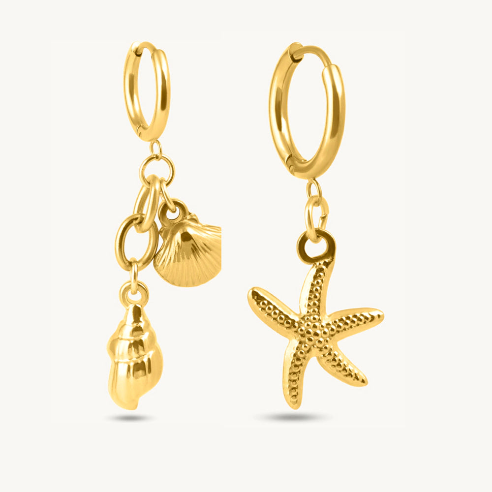 Sea Muse Charm Hoop Drop Earrings