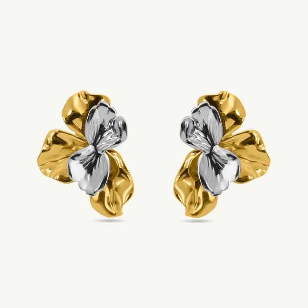 Multi Tone Bloom Stud Earrings