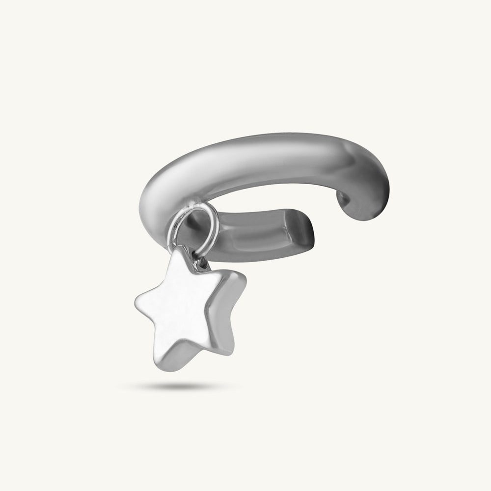 Noir Star Drop Silver Ear Cuff