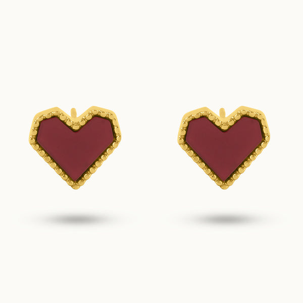 Elegant Enamel Heart Studs