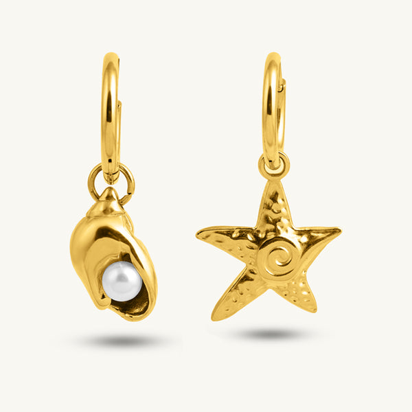 Oceanic Star Charm Hoops