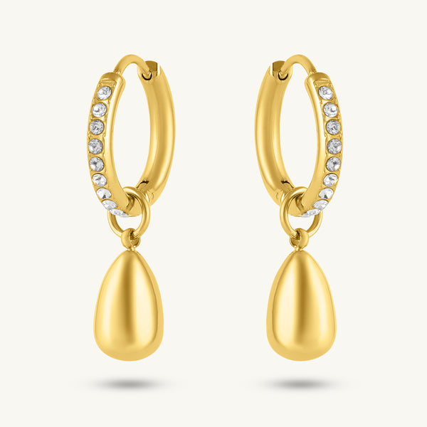 Radiant Droplet Charm Hoops