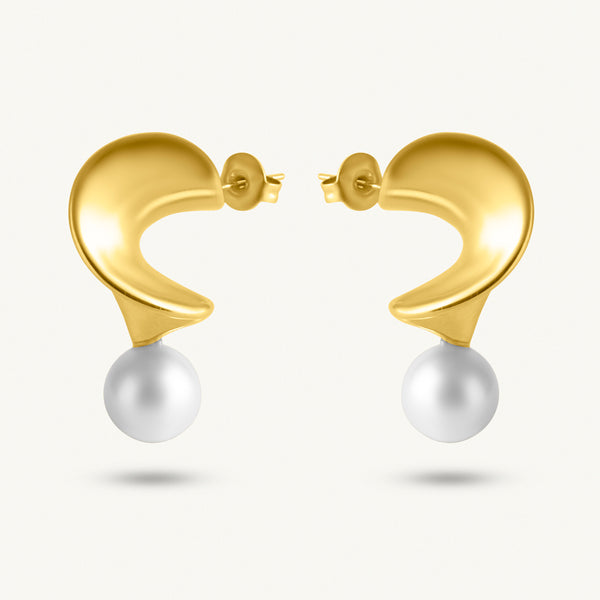 Lustrous Pearl Bell Earrings