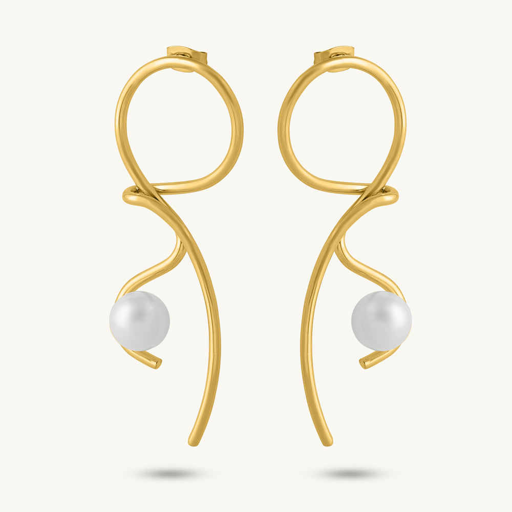 Cosmic Curl Pearl Earrings