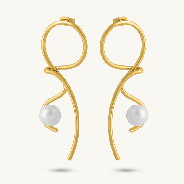 Cosmic Curl Pearl Earrings