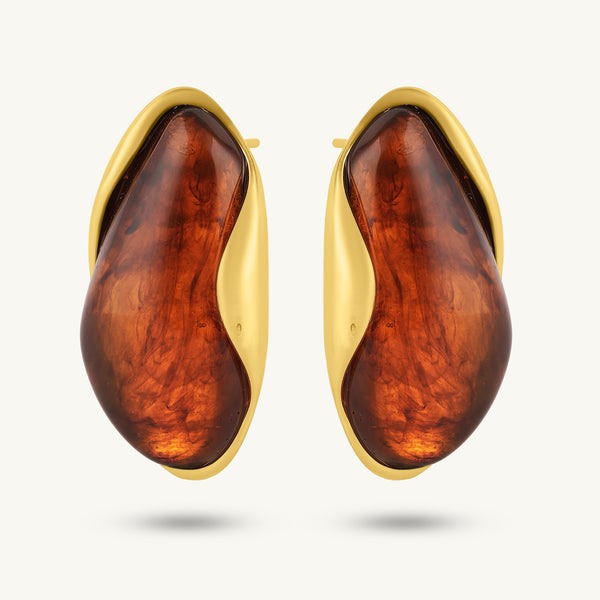 Burnt Amber Orange Studs