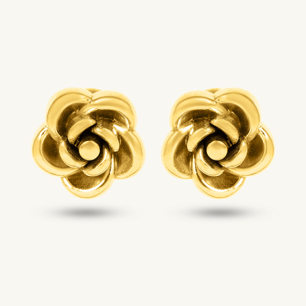 Gilded Rosebud Stud Earrings