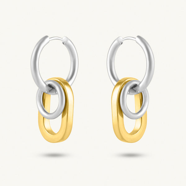 Chunky Chain Link Dual Tone Hoop Earring