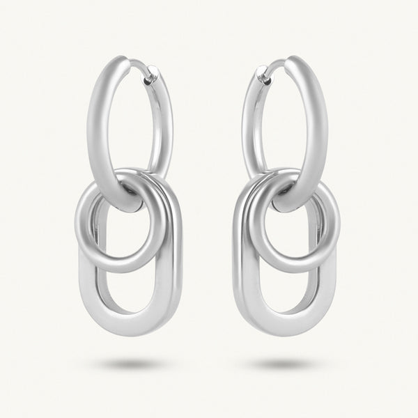 Chunky Chain Link Silver Hoop Earring