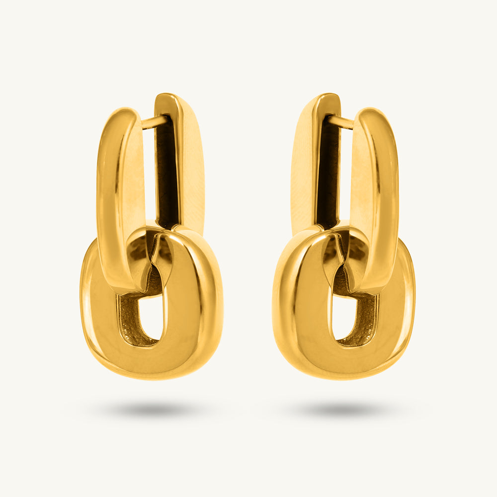 Chunky Link Hoop Drop Earrings