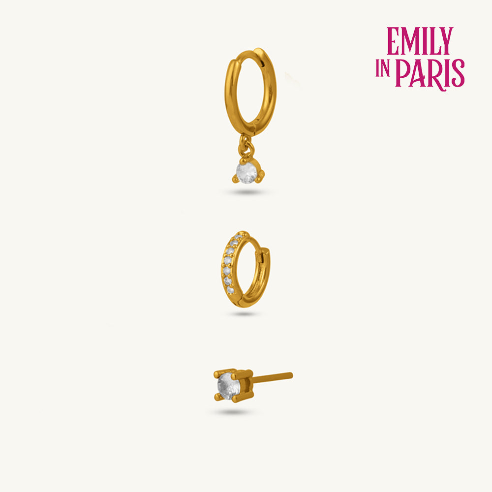 Luxe Duo Hoops & CZ Stud Mismatched Earring Set