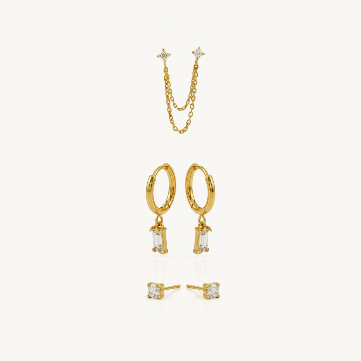 Twinkle Charm Hoop & Stud Mismatched Earring Set