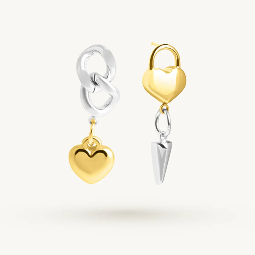 Lovely Heart Mismatched Drop Earrings